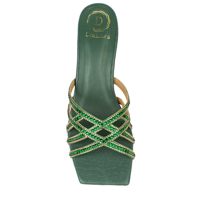 Elegant Green Pencil Heel Sandals