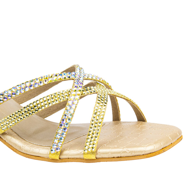 Huda Regal Gold Block Heel Sandals