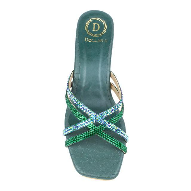 Huda Opulent Green Block Heel Sandals