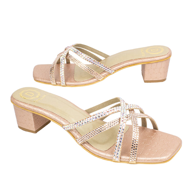 Huda Sleek-modern Rose Block Heel Sandals