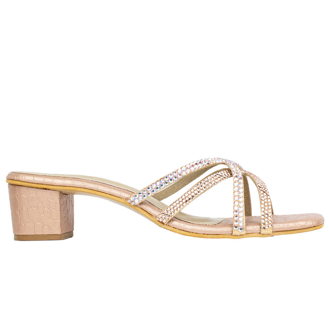 Huda Sleek-modern Rose Block Heel Sandals