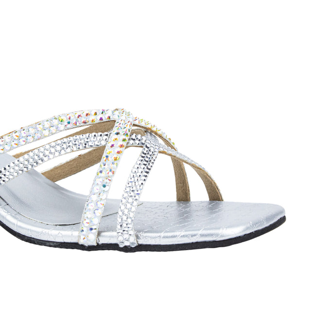 Huda Striking Silver Block Heel Sandals