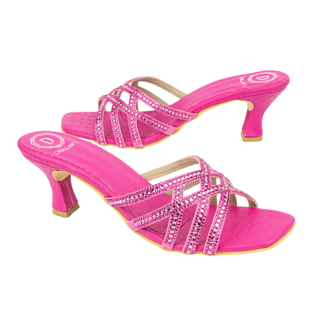 Weekend-ready Pink Pencil Heel Sandals