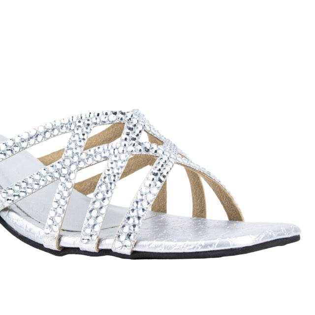 Statement Silver Pencil Heel Sandals