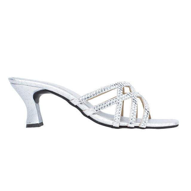 Statement Silver Pencil Heel Sandals