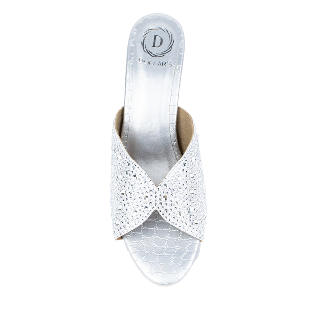 Glamorous Silver Pencil Heel Sandals