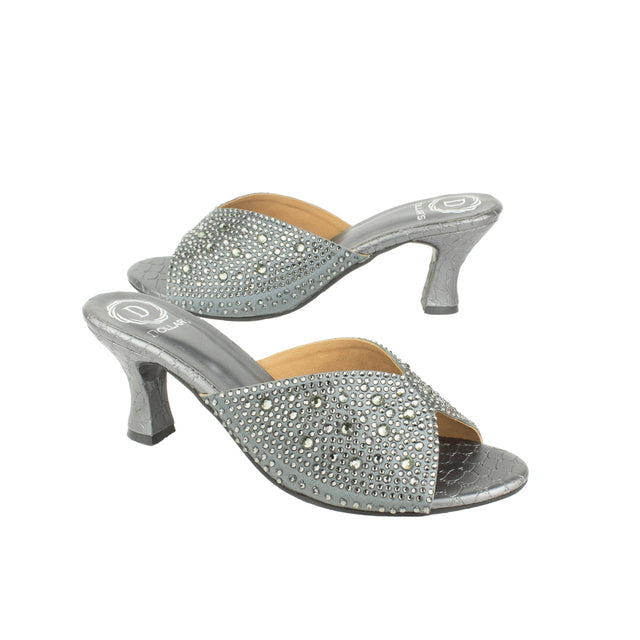 Chic Grey Pencil Heel Sandals