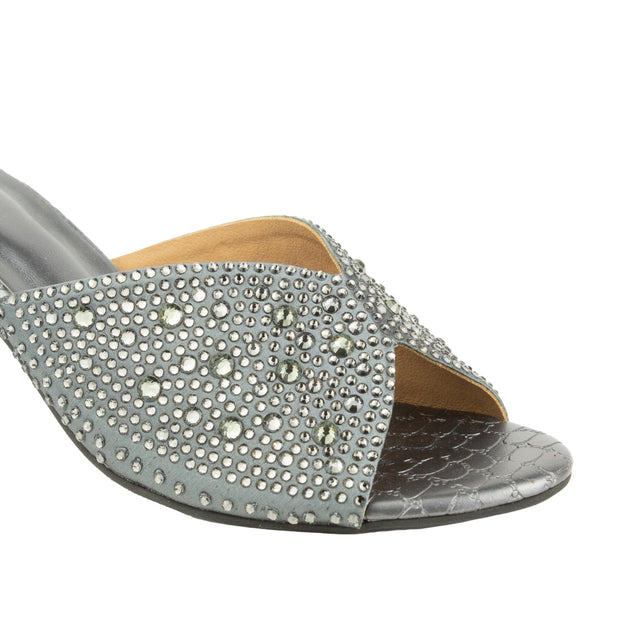 Chic Grey Pencil Heel Sandals
