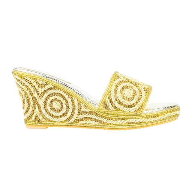 Handcrafted Gold Wedge Sandals