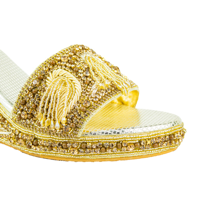 Handcrafted Gold Wedge Sandals