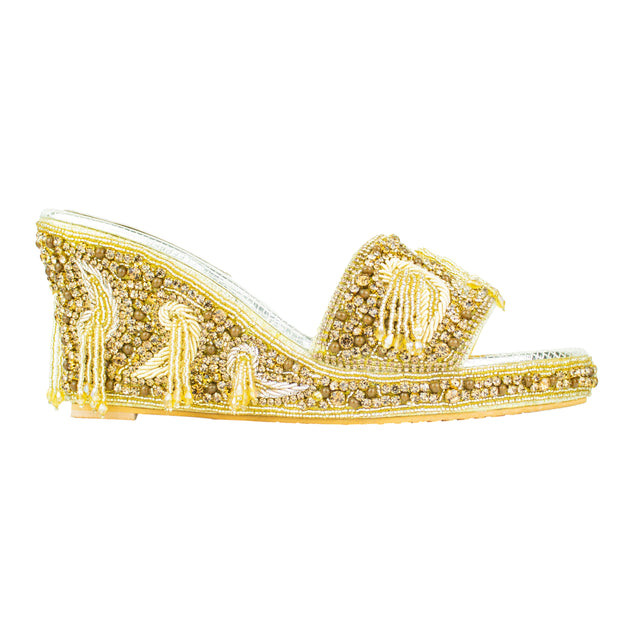 Handcrafted Gold Wedge Sandals