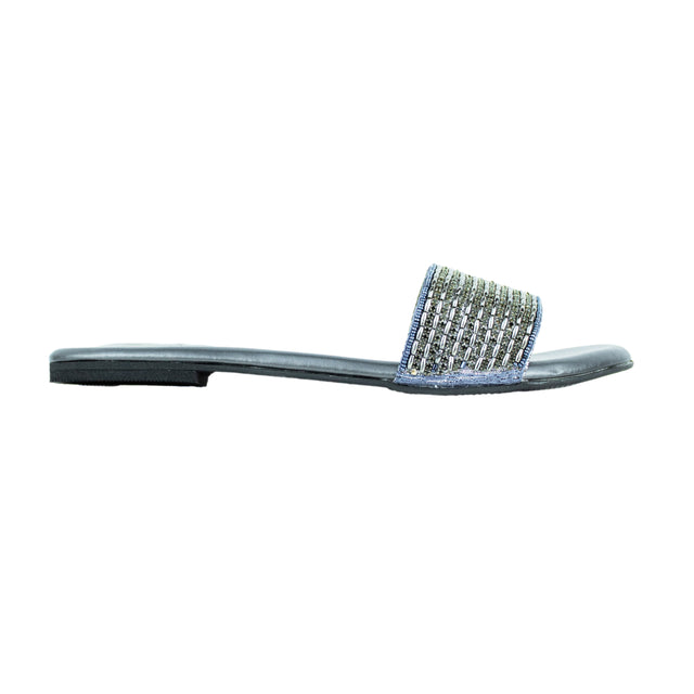 Handcrafted Grey Flat Sandals with Open Toe