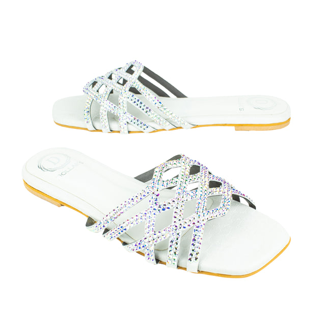 Feminine-chic White Flat Slippers