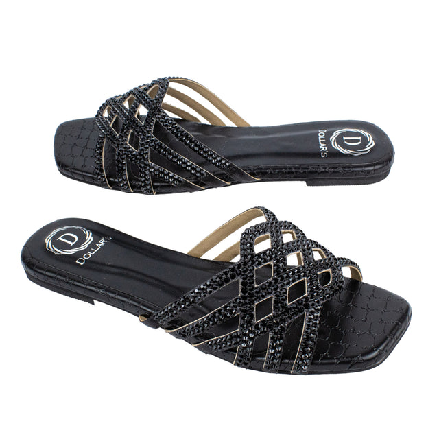 Couture-inspired Black Flat Slippers