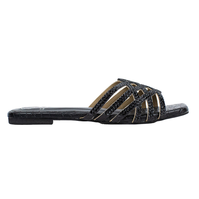Couture-inspired Black Flat Slippers