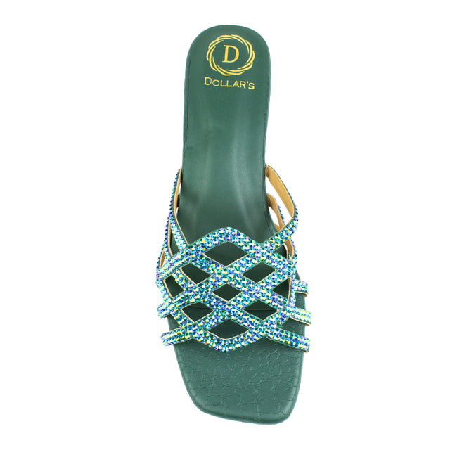 Handmade Green Block Heel Sandals