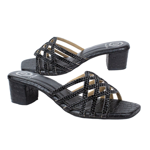 Chic-casual Black Block Heel Sandals