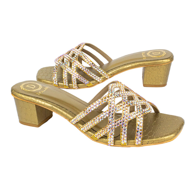 Weekend-ready Bronze Block Heel Sandals