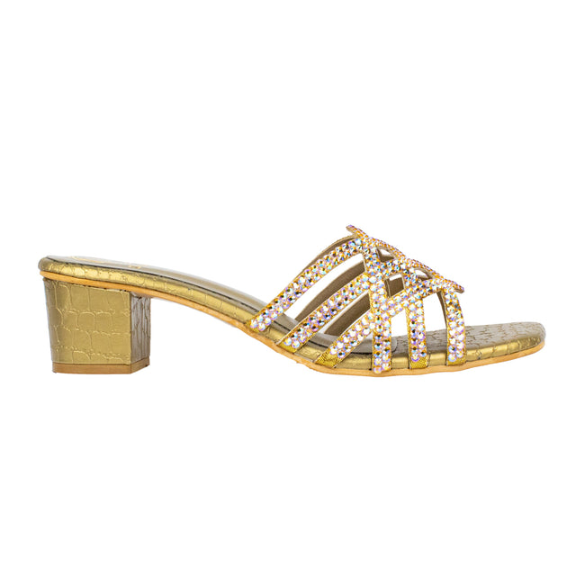 Weekend-ready Bronze Block Heel Sandals