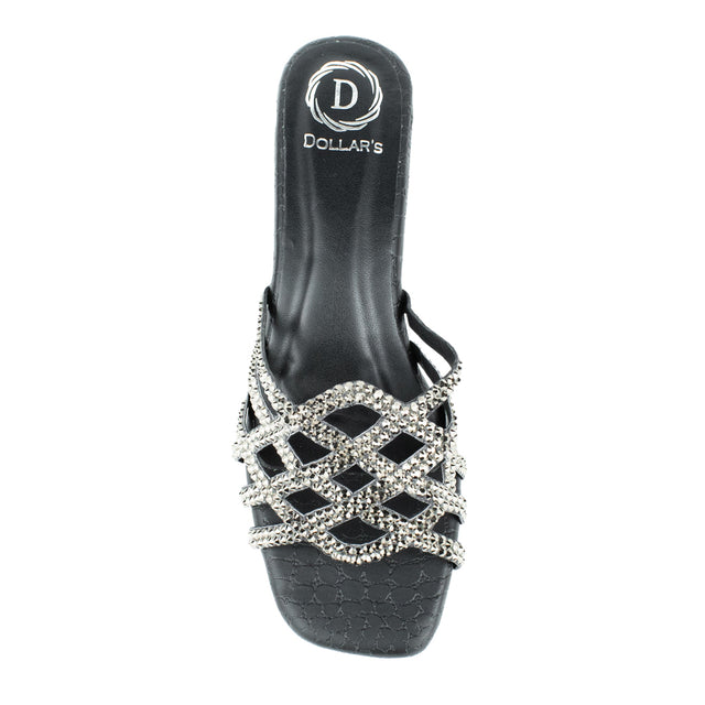 Vibrant Slate Black Block Heel Sandals