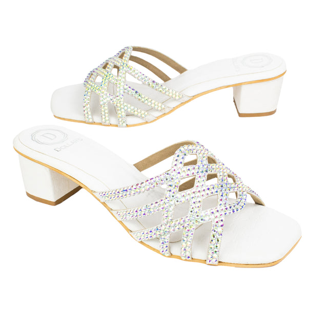 Regal White Block Heel Sandals