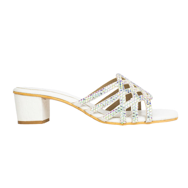 Regal White Block Heel Sandals