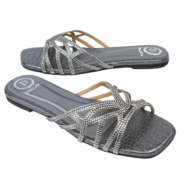 Dalia Glamorous Grey Flat Slippers