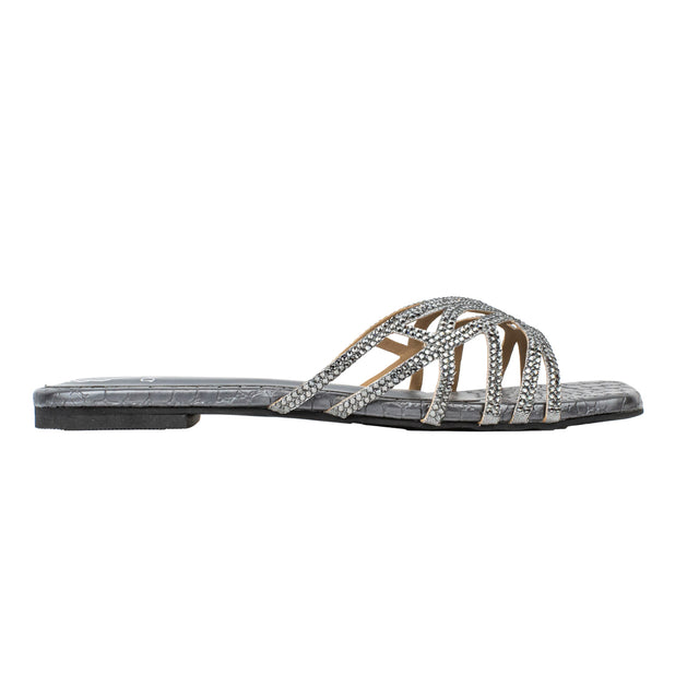Dalia Glamorous Grey Flat Slippers