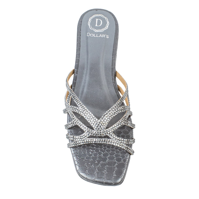 Dalia Glamorous Grey Flat Slippers