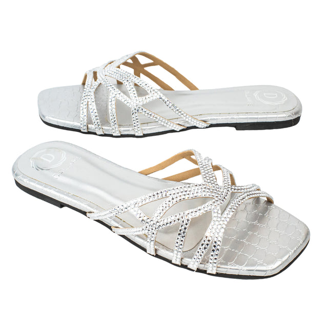 Dalia Vibrant Silver Flat Slippers