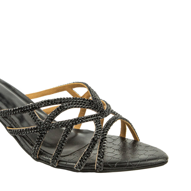 Dalia Versatile Black Pencil Heel Sandals