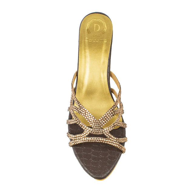 Dalia Polished Brown Pencil Heel Sandals