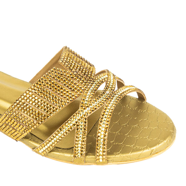 Amna Contemporary Bronze Flat Slippers