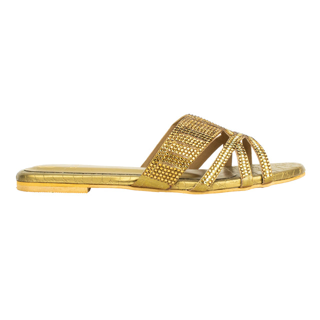 Amna Contemporary Bronze Flat Slippers