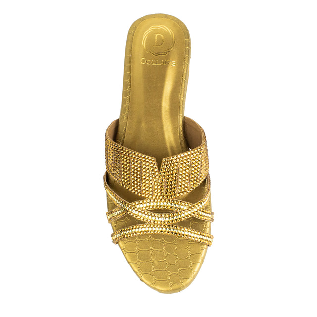 Amna Contemporary Bronze Flat Slippers