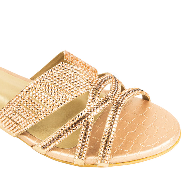 Amna Sophisticated Rose Flat Slippers