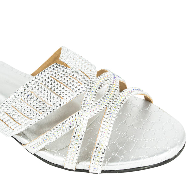 Amna Chic Silver Flat Slippers