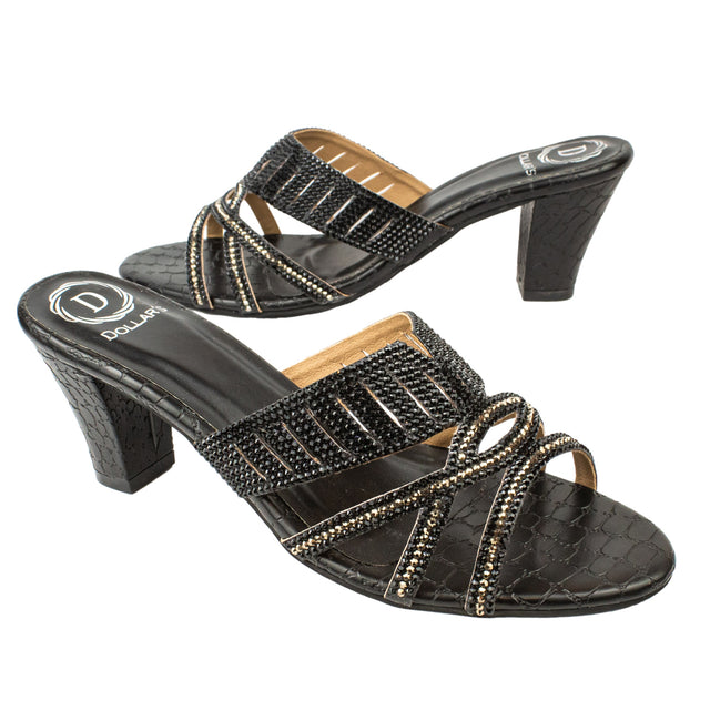 Amna Refined Black Pencil Heel Sandals