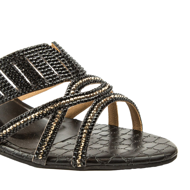 Amna Refined Black Pencil Heel Sandals