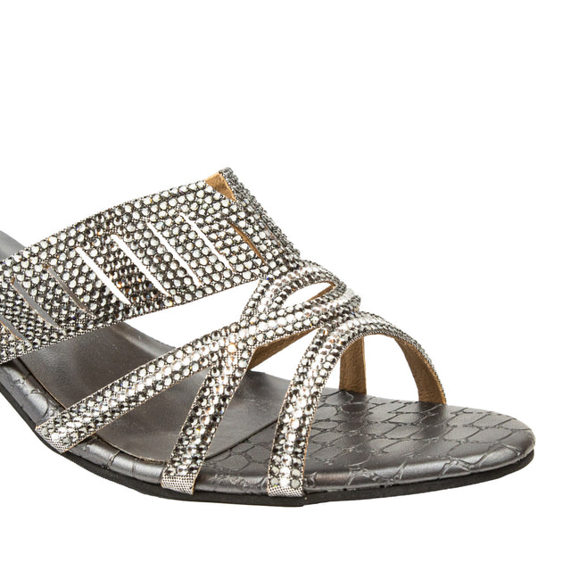 Amna Iconic Grey Pencil Heel Sandals