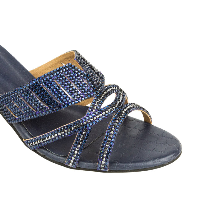 Amna Elevated Navy Blue Pencil Heel Sandals