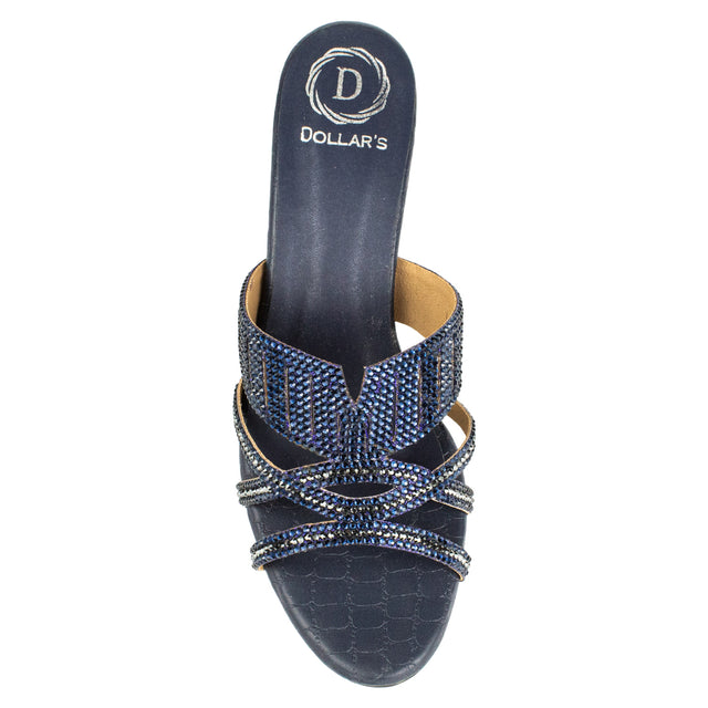 Amna Elevated Navy Blue Pencil Heel Sandals