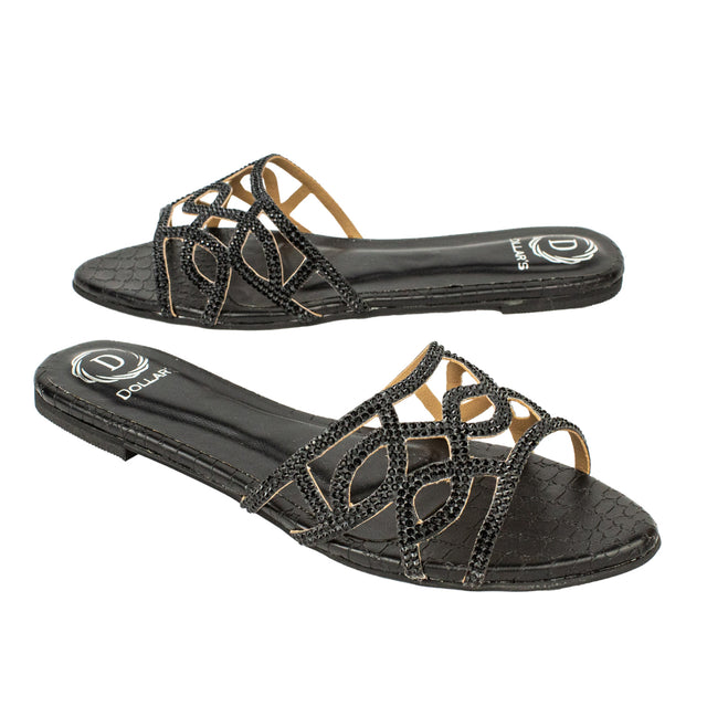 Striking Black Flat Slippers