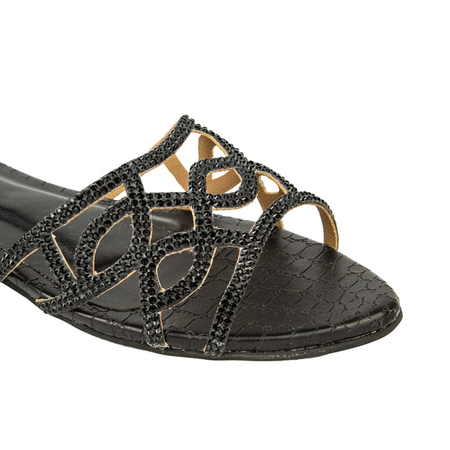 Striking Black Flat Slippers