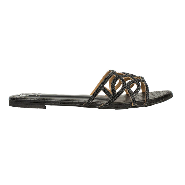 Striking Black Flat Slippers