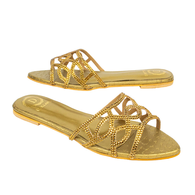 Luxe Bronze Flat Slippers