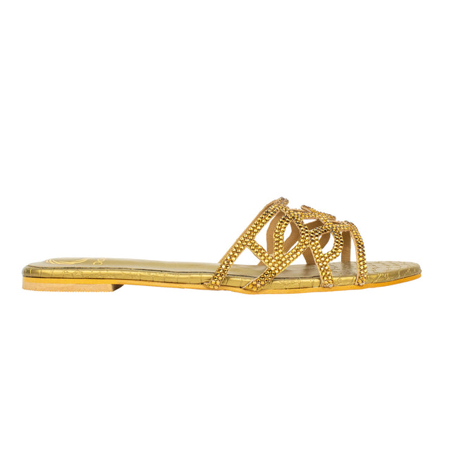 Luxe Bronze Flat Slippers
