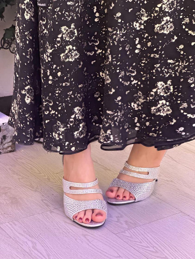 Rabia Striking Silver High Heel Sandals