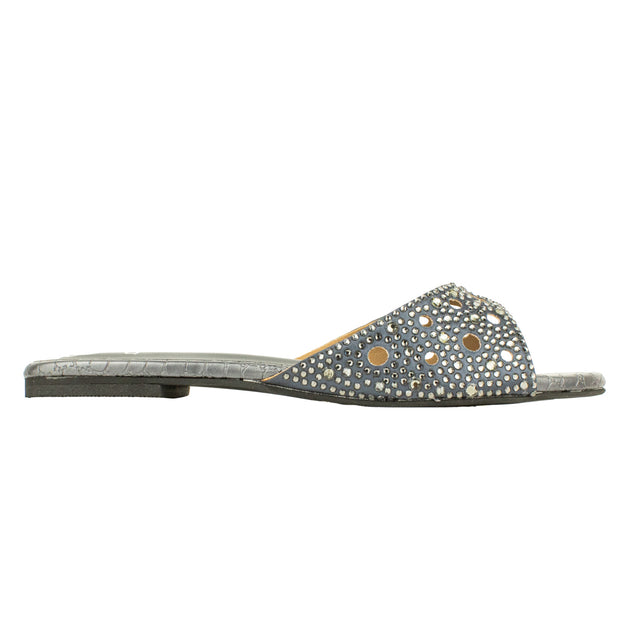 Reem Iconic Grey Flat Slippers