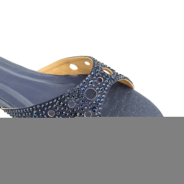 Reem Statement Navy Blue Flat Slippers